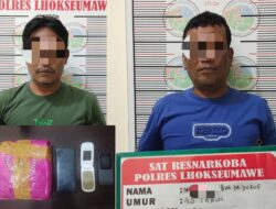 Dua Pelaku Ditangkap di Lhokseumawe, 1.055 Gram Sabu Disita