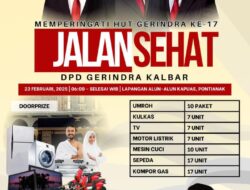DPD Gerindra Kalbar Gelar Jalan Sehat Sambut HUT ke-17 Tahun Partai