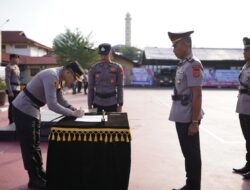 Kapolres Pidie Pimpin Upacara Sertijab Kabagops dan Kapolsek Jajaran