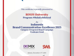 Brand Communication BINUS UNIVERSITY Raih Pengakuan dari Majalah MIX MarComm dari SWA Media Group “Indonesia Brand Communication Excellence 2025”